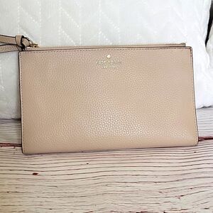 kate spade blush beige leather wristlet